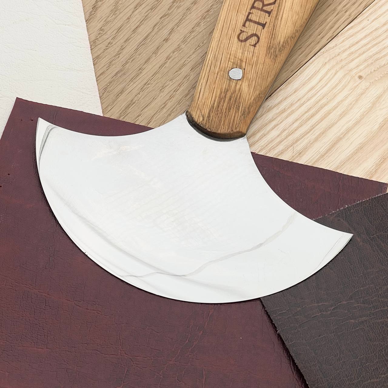 STRYI Profi Leather Round Knife, Half-moon knife for leather cutting