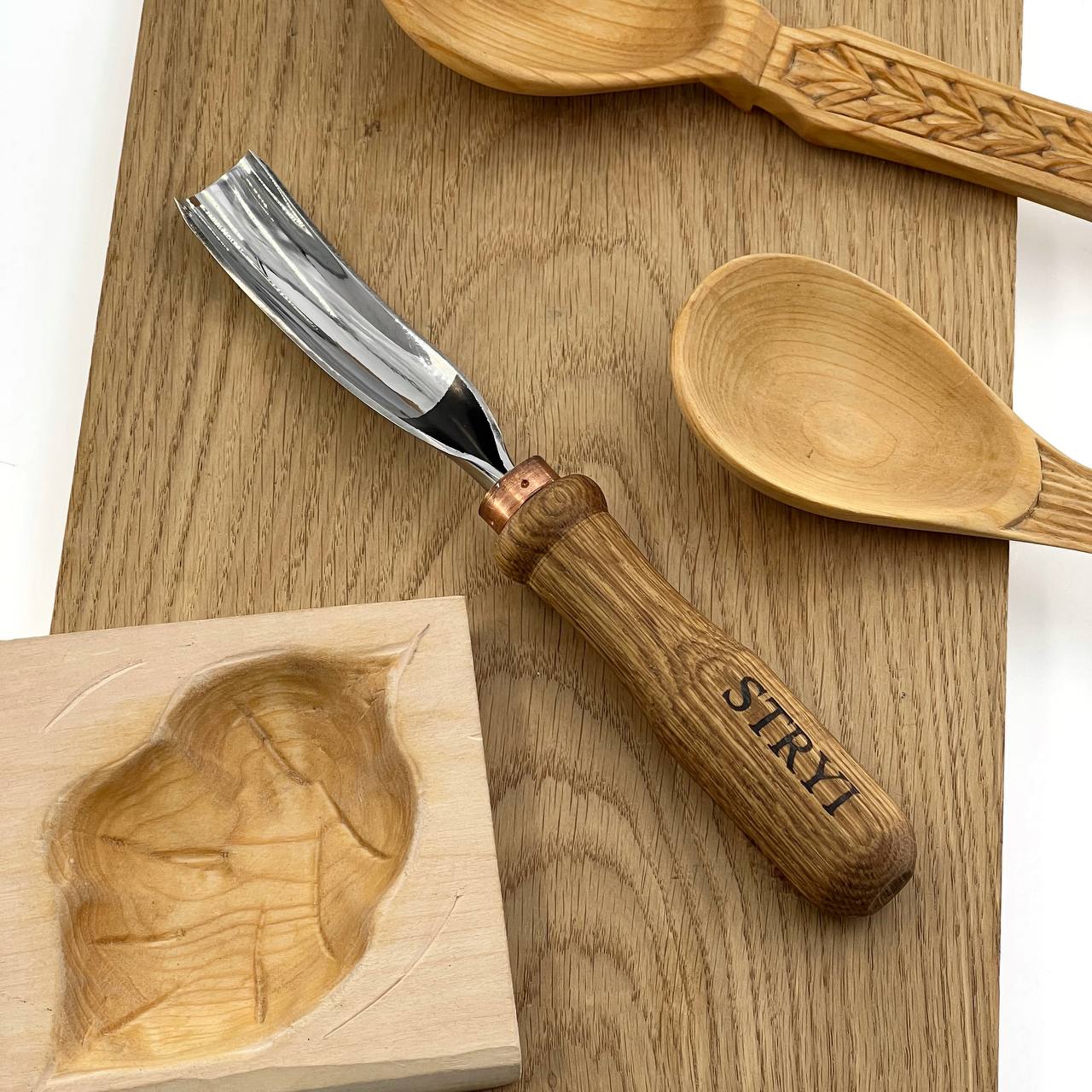 Gouge long bent chisel, #9 profile, woodcarving tools STRYI Profi