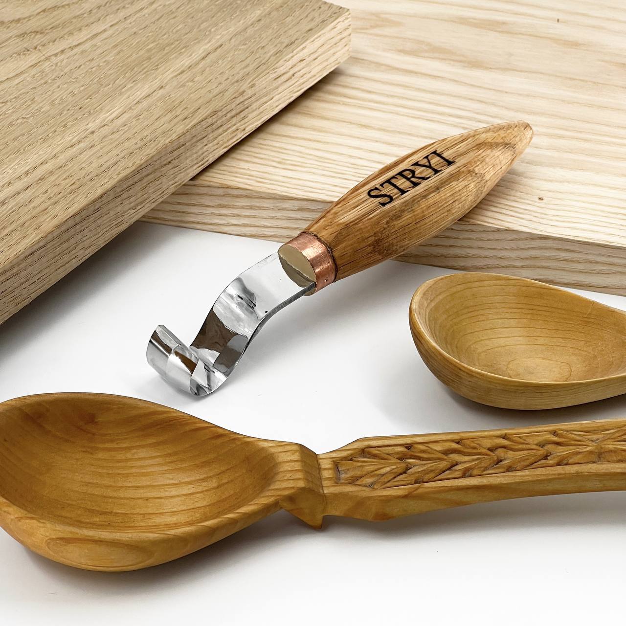 Spoon bowl and kuksa carving hook knife 20mm STRYI Profi, Hook knife, Spoon carving tool