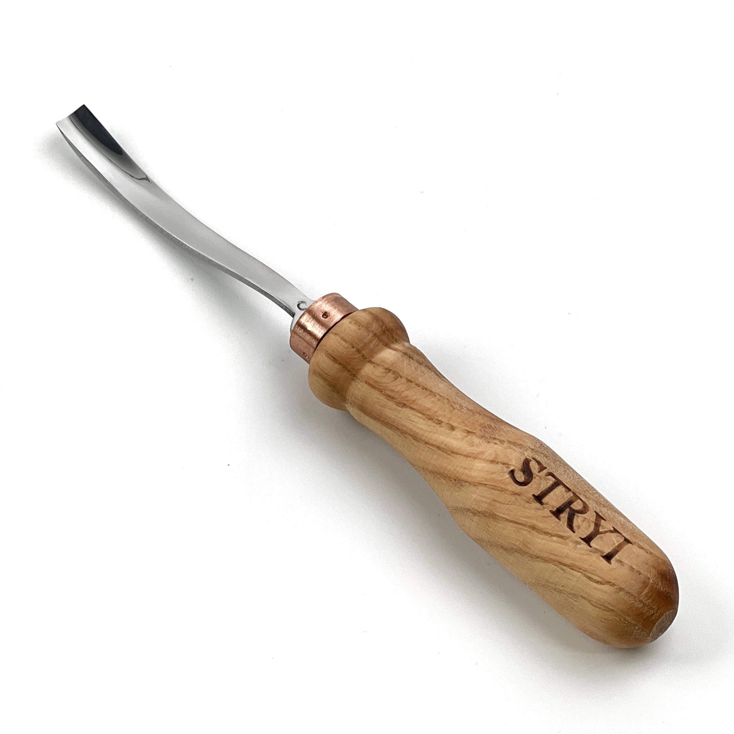 STRYI 10mm Forged Bent Gouge Sweep #5 – Professional Semi-Bent Chisel for Relief Carving