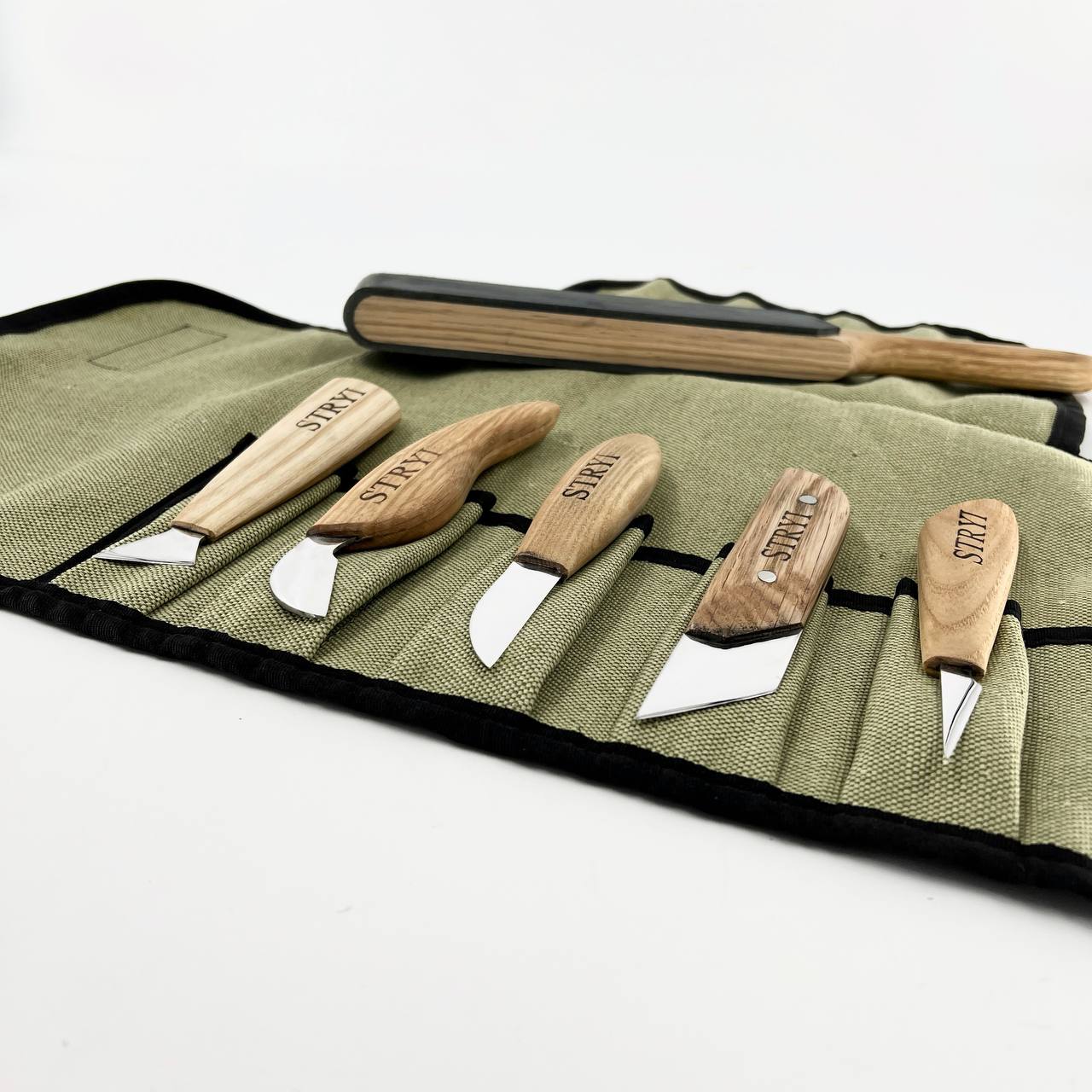 Juego de cuchillos para tallar madera, 5 piezas en estuche de lona STRYI