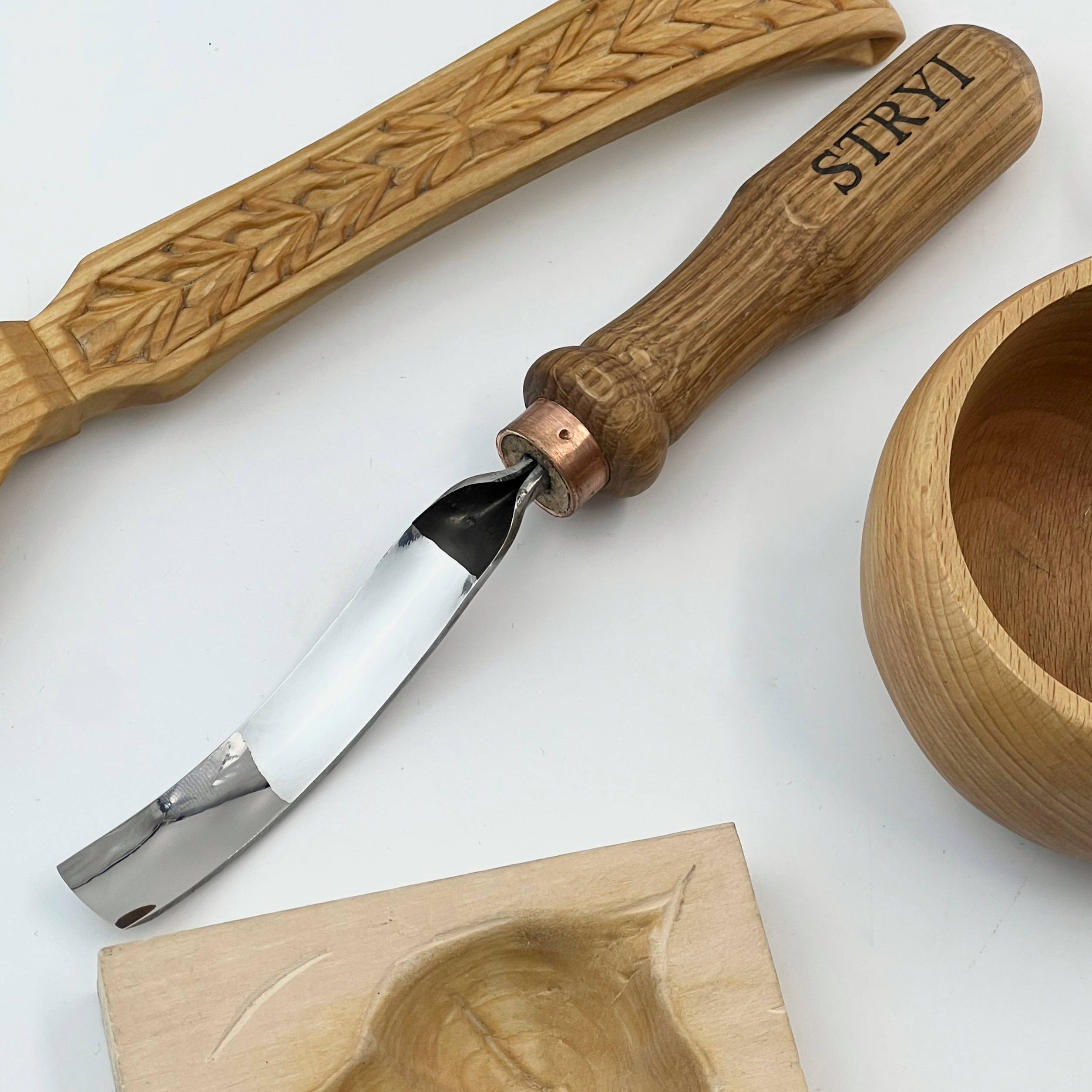Gubia cincel curvado largo, perfil #7, herramientas para tallar madera STRYI Profi