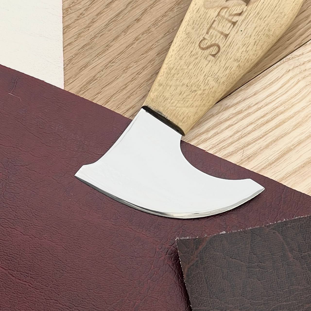Unique Half Leather Blade Knife for Leatherworking STRYI Profi