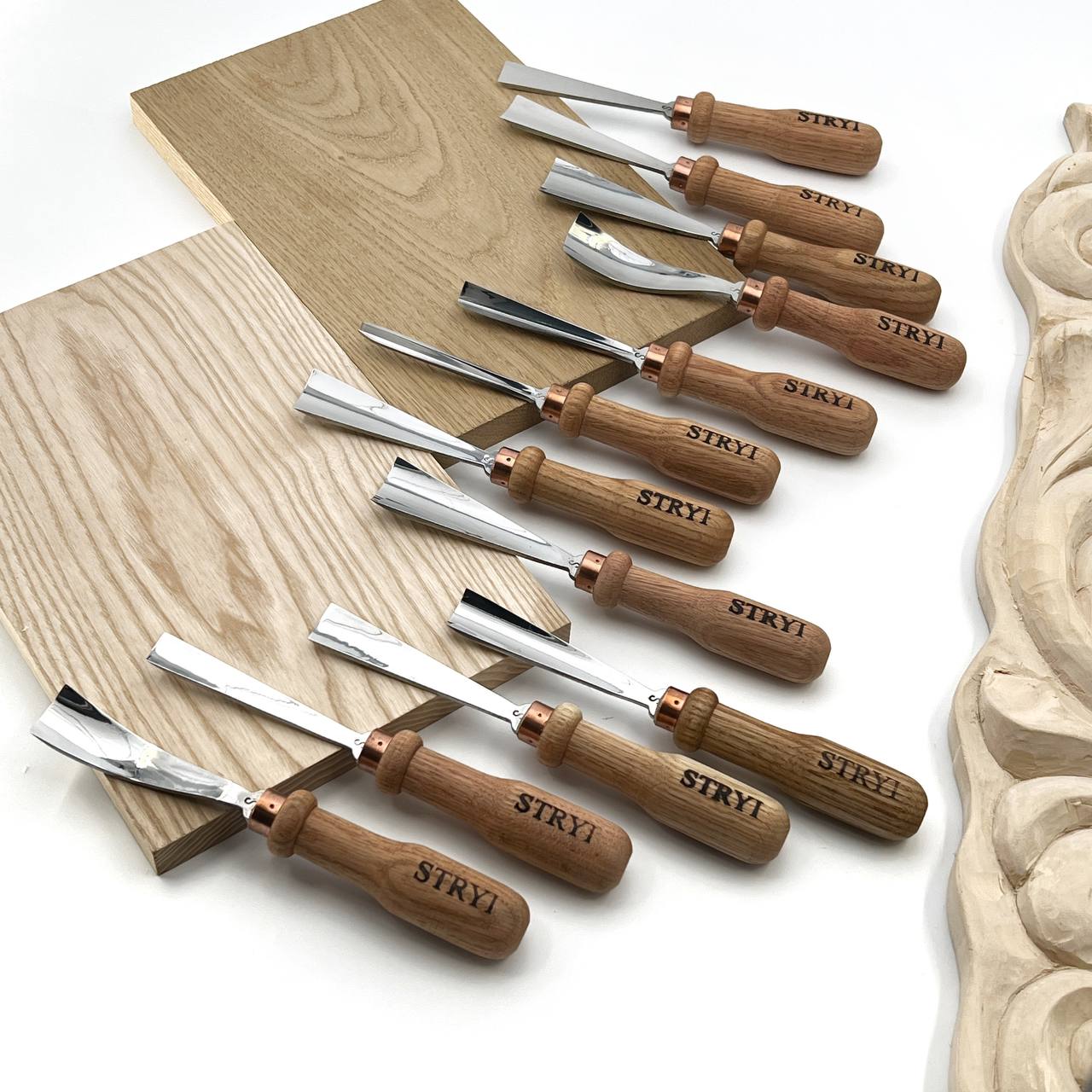 STRYI 12-Piece Hand-Forged Relief Carving Chisel Set, Professional Woodworking Tools