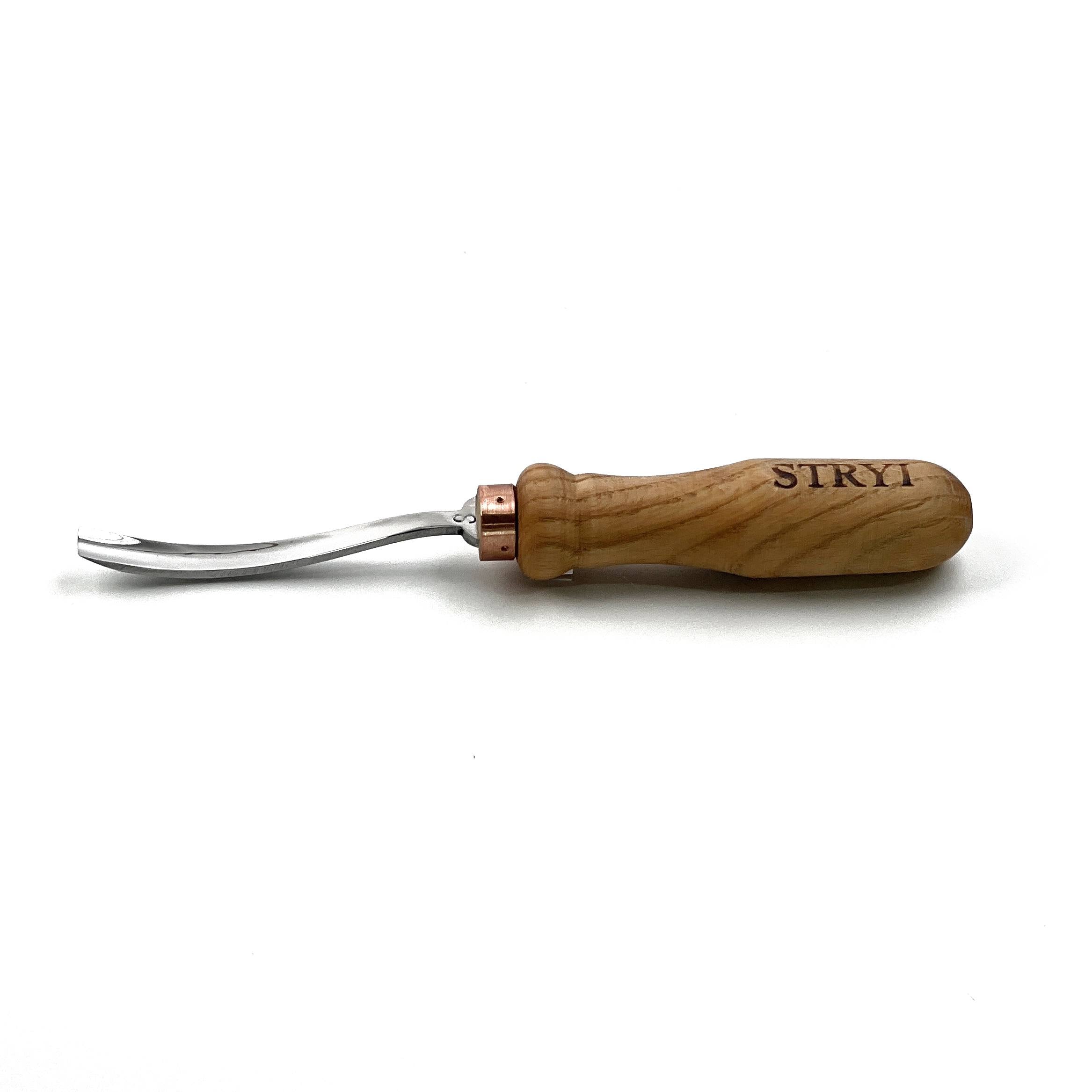 STRYI 10mm Forged Bent Gouge Sweep #5 – Professional Semi-Bent Chisel for Relief Carving