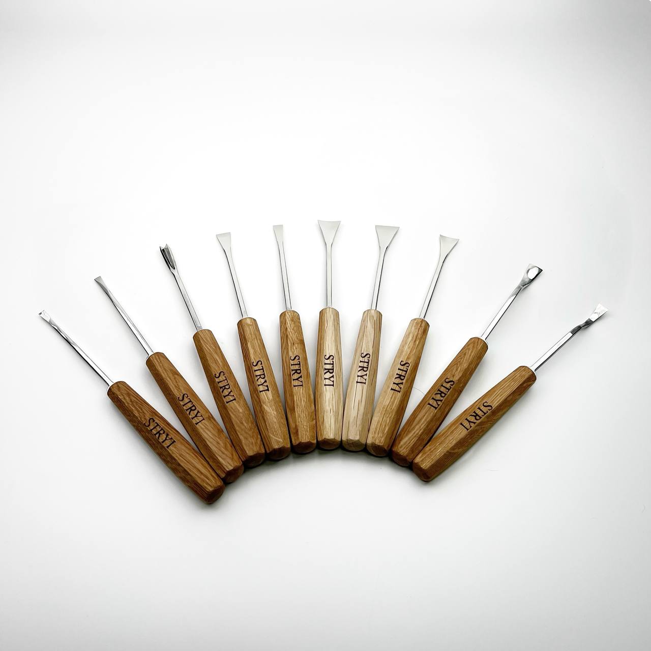 Fishtail Gouges set STRYI MAESTRO, Detailing Chisels set, Relief carving