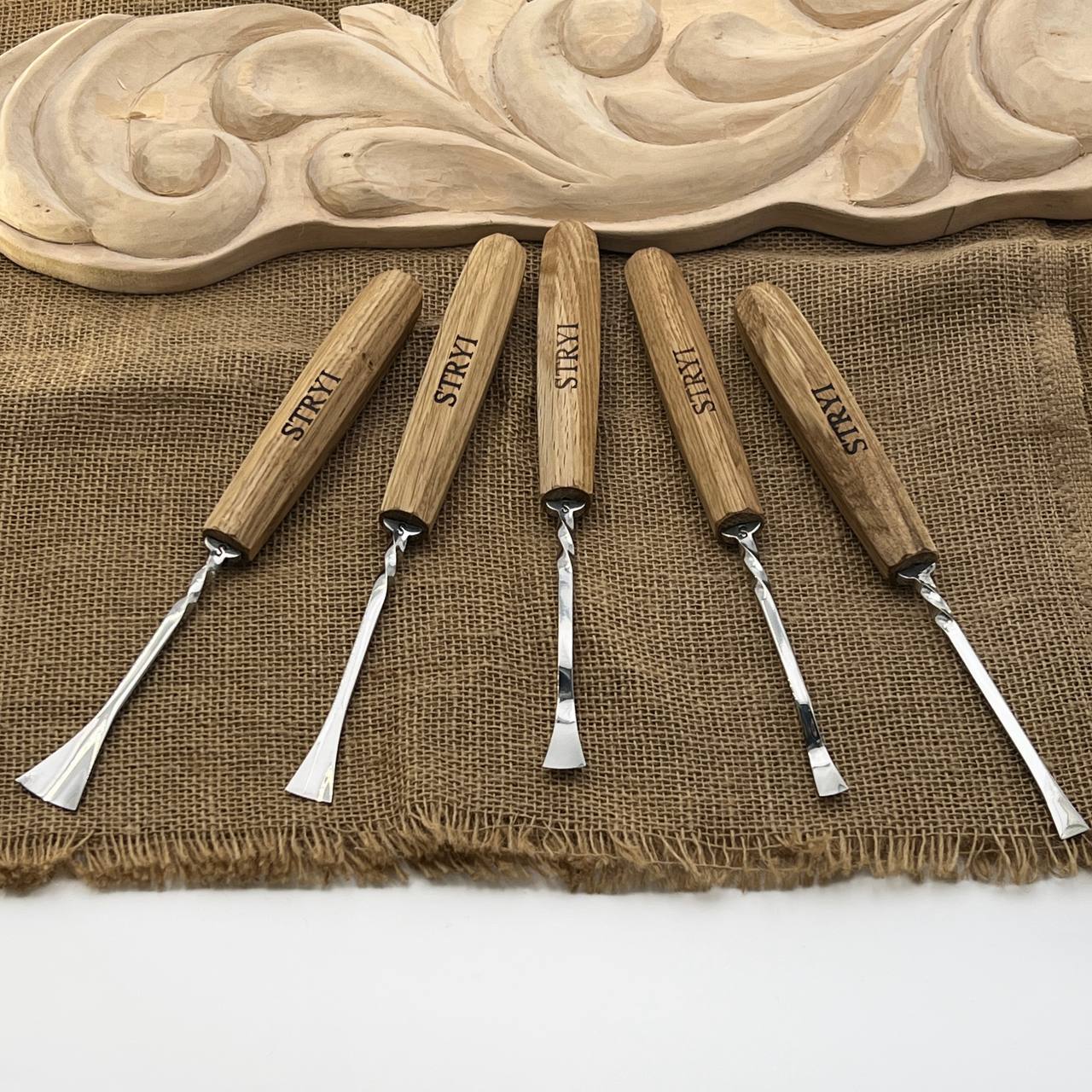 Fishtail Gouges set STRYI MAESTRO, Detailing Chisels set, Relief carving