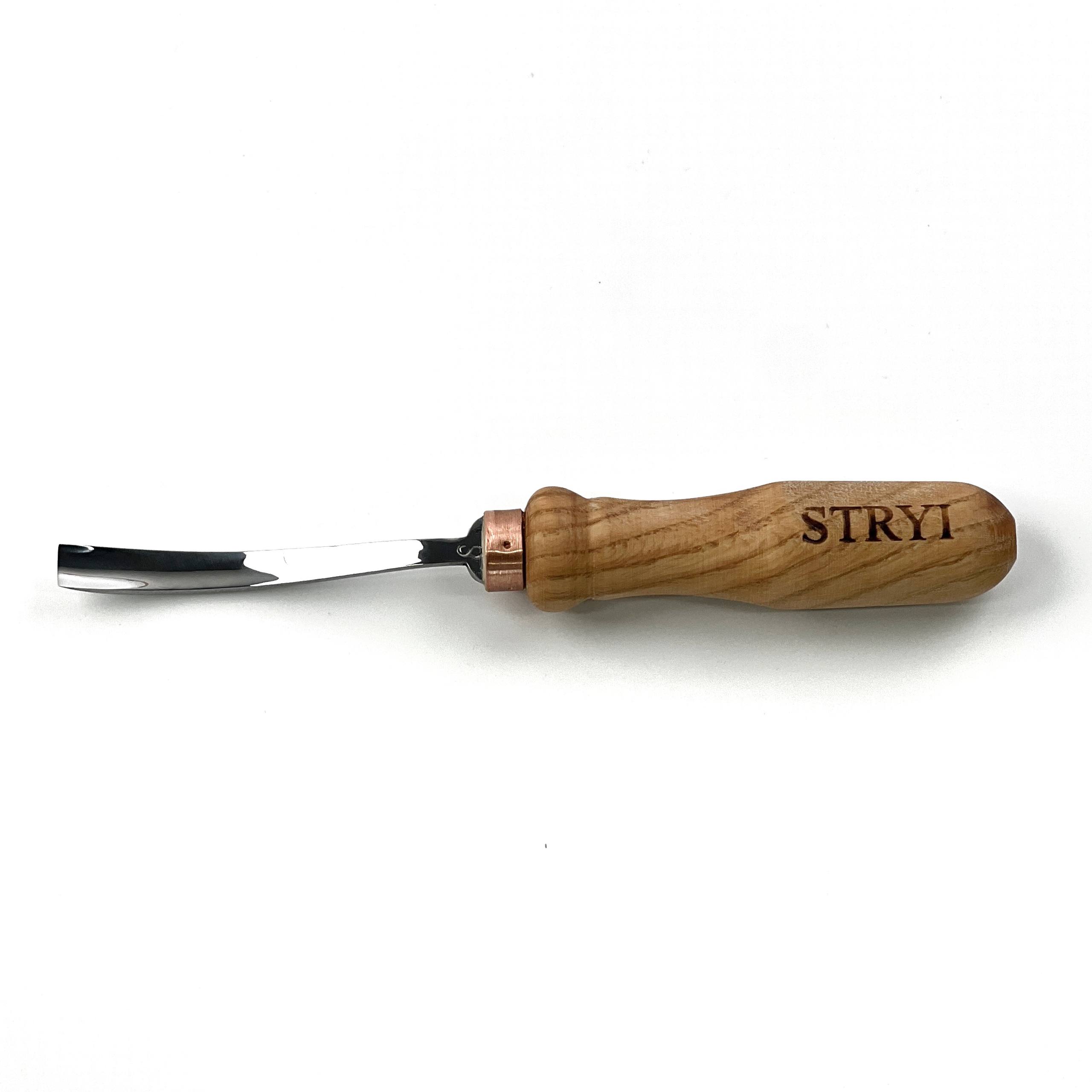 STRYI 10mm Forged Bent Gouge Sweep #5 – Professional Semi-Bent Chisel for Relief Carving