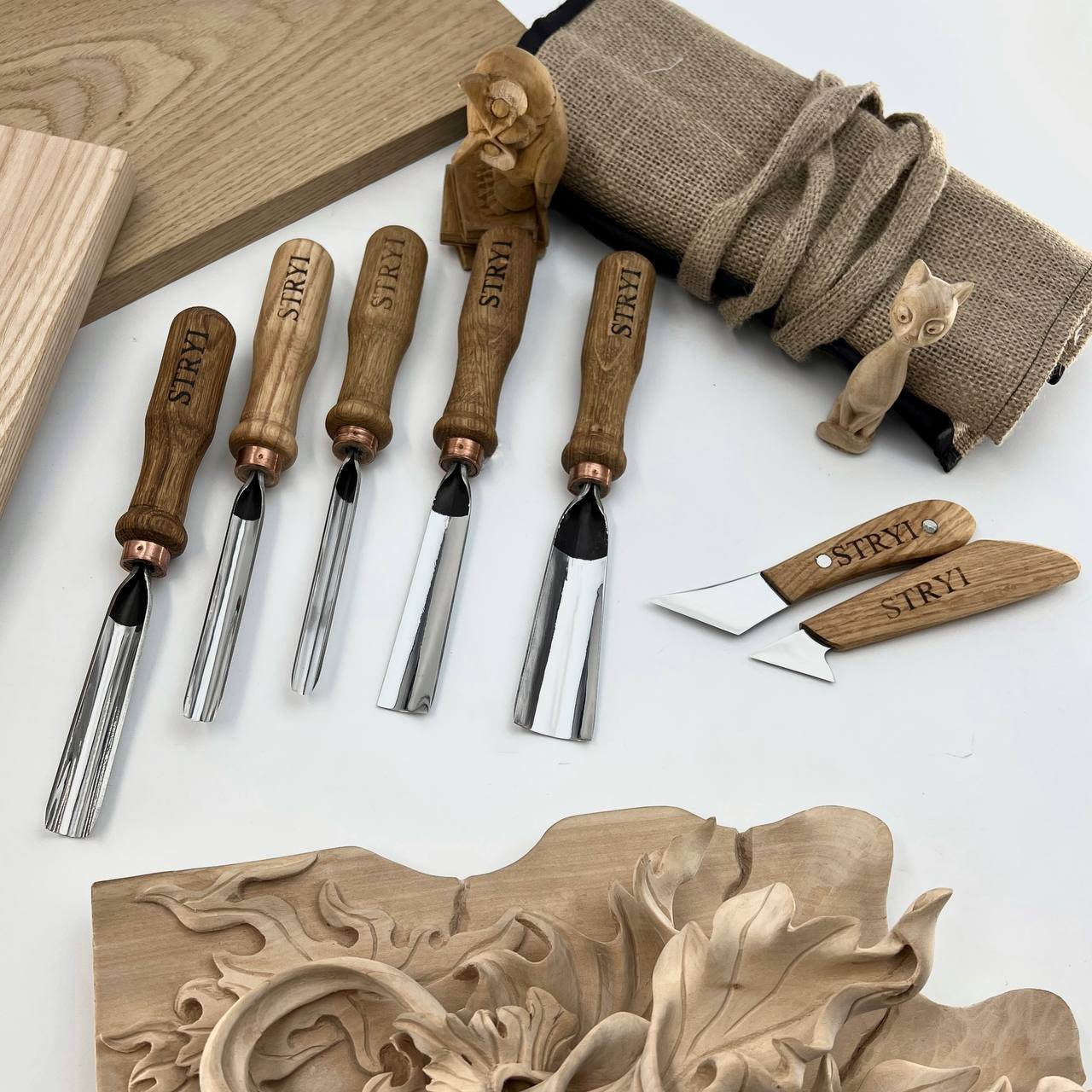 Grundlegendes Holzschnitzset STRYI zum Schnitzen von Figuren und Reliefschnitzen, Vielseitiges Set