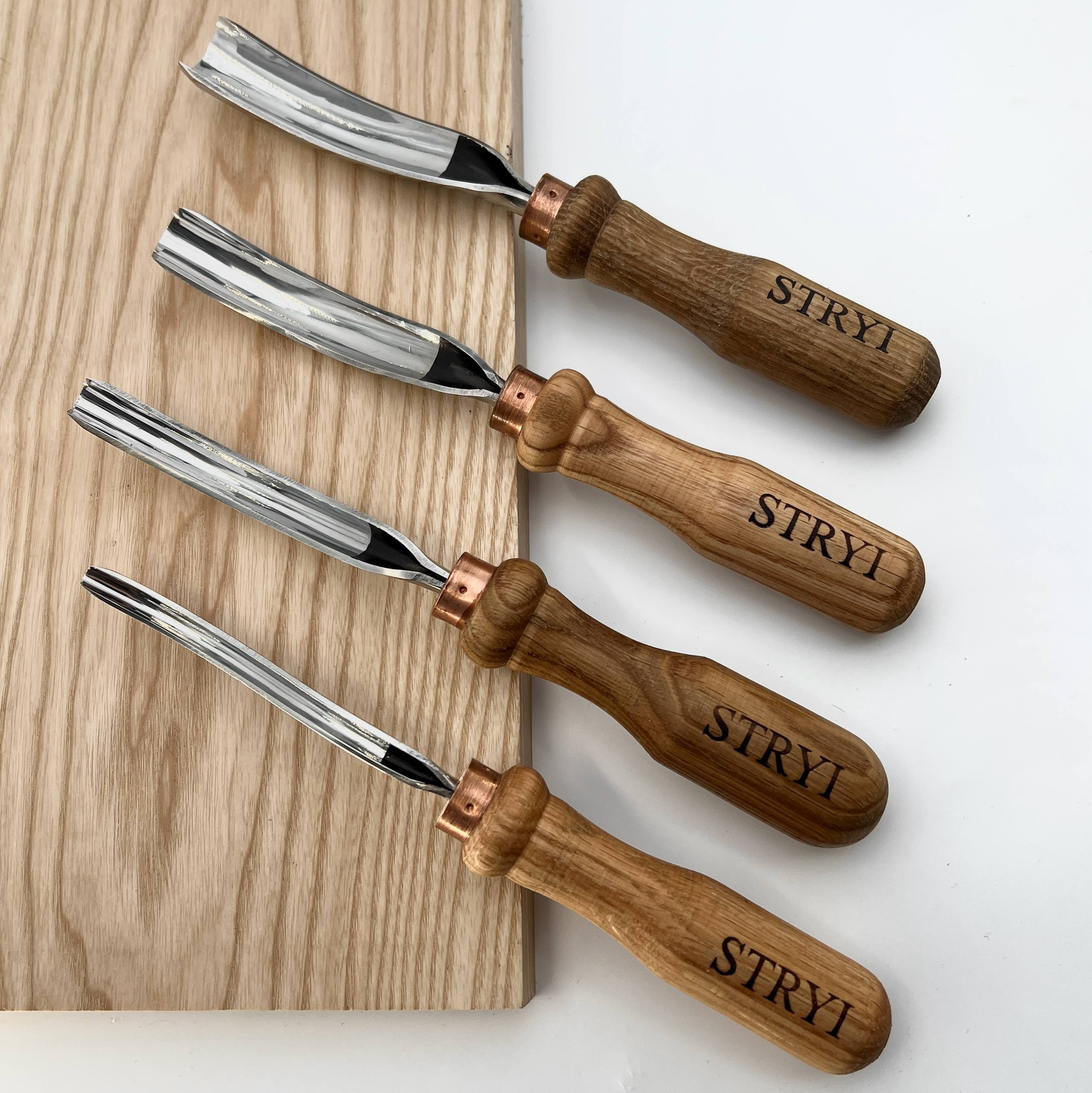 Gouge long bent chisel, #9 profile, woodcarving tools STRYI Profi