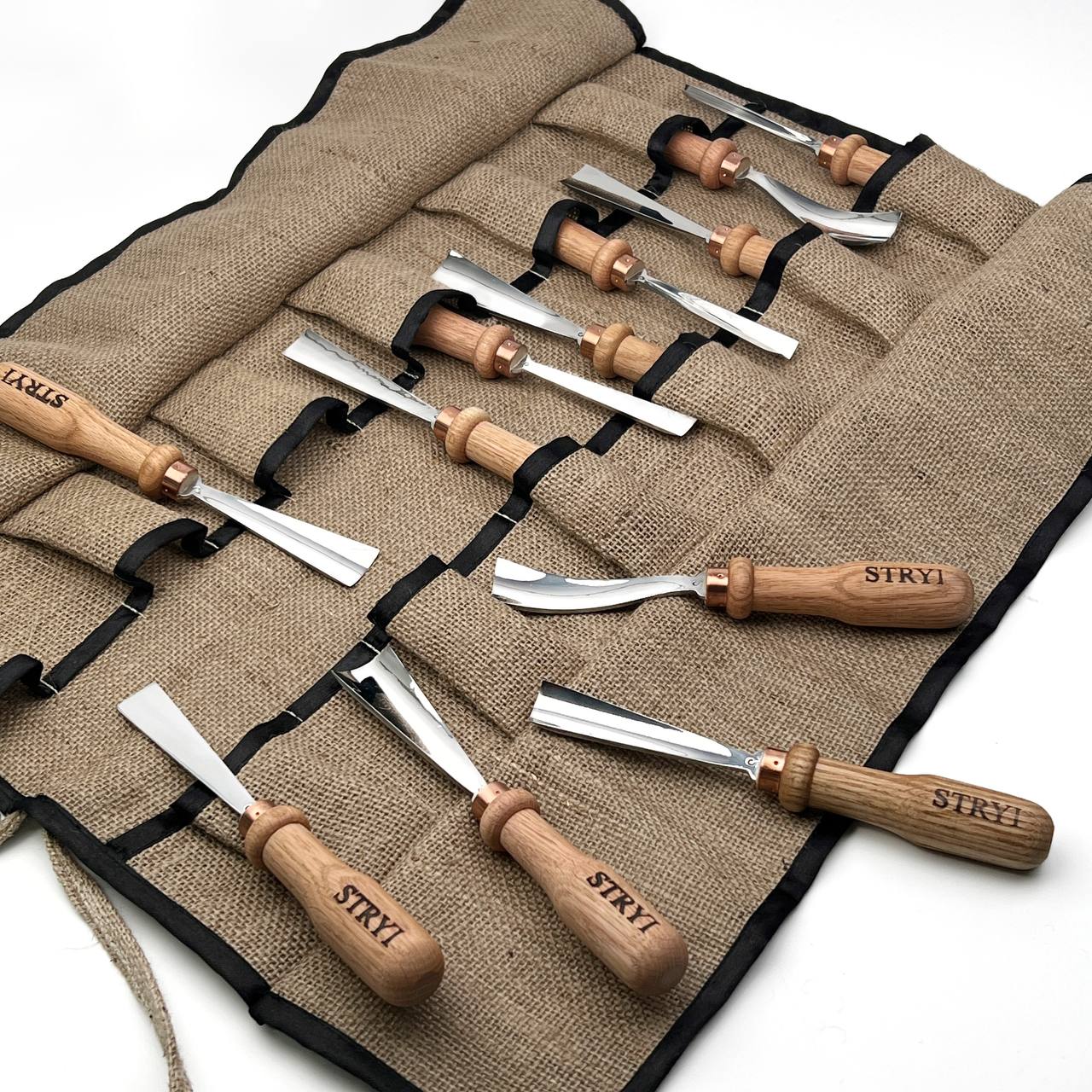 STRYI 12-Piece Hand-Forged Relief Carving Chisel Set, Professional Woodworking Tools