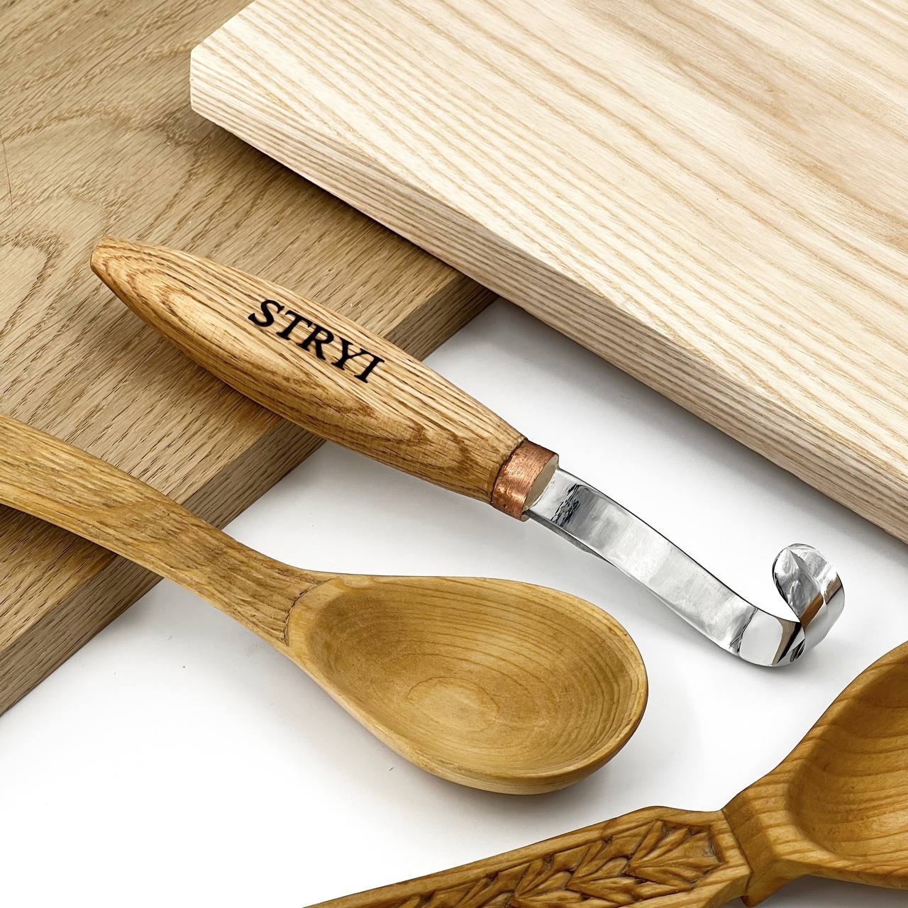 Wood carving hook knife for spoon bowl and kuksa carving STRYI, Spoon making, Spoon knife