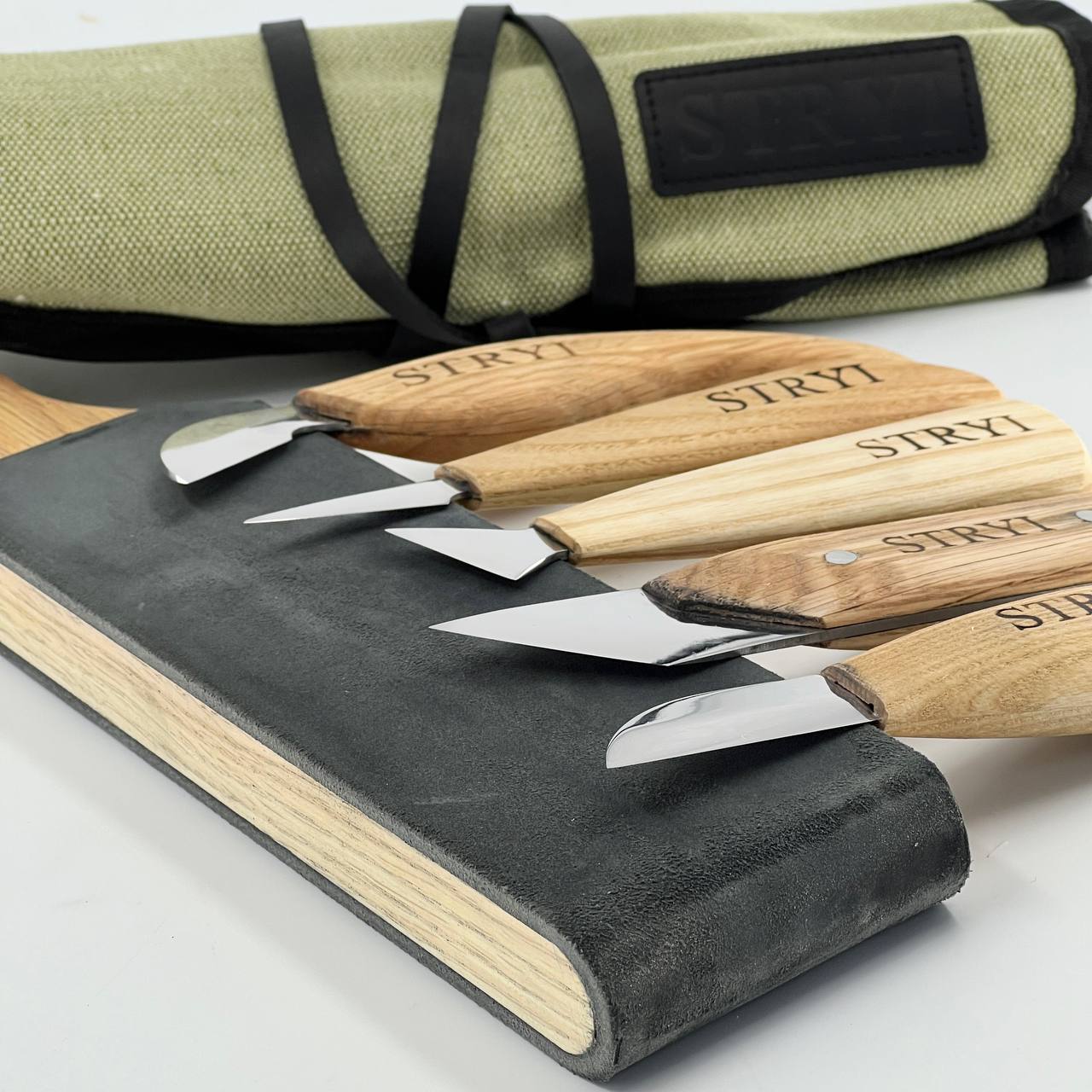 Juego de cuchillos para tallar madera, 5 piezas en estuche de lona STRYI