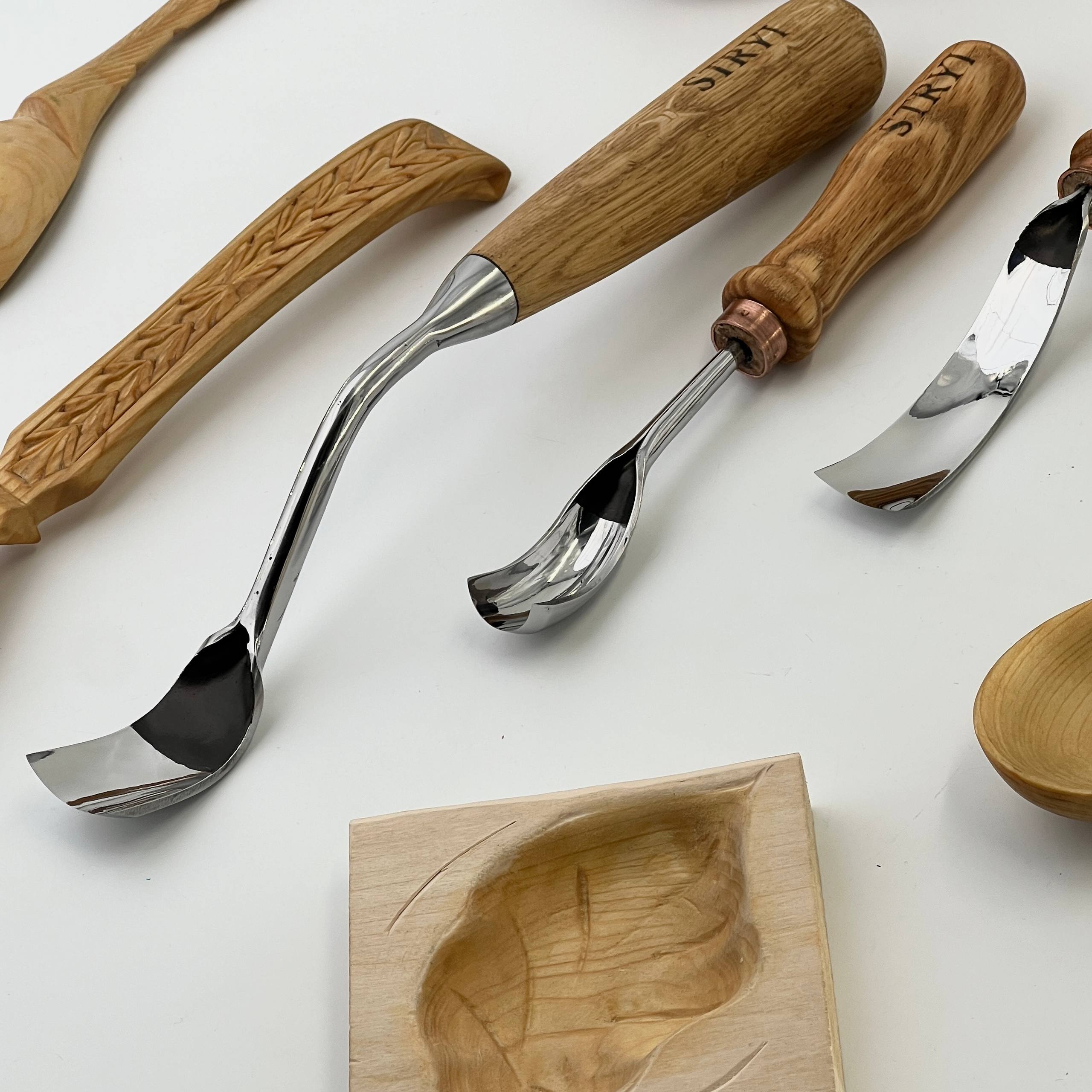 Set of 3 Bent Gouges STRYI Profi for Spoon &Bowl Carving