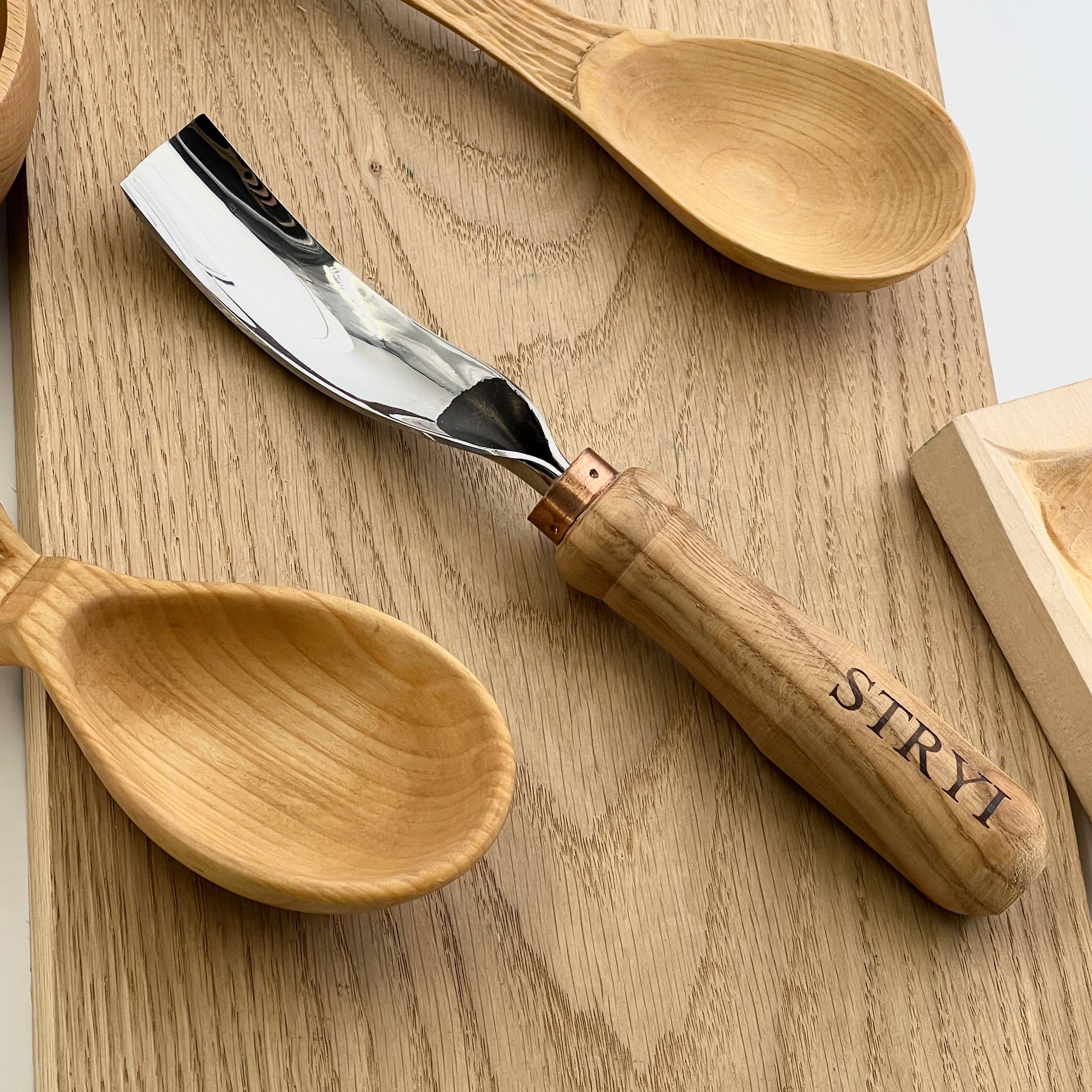 Set of 3 Bent Gouges STRYI Profi for Spoon &Bowl Carving