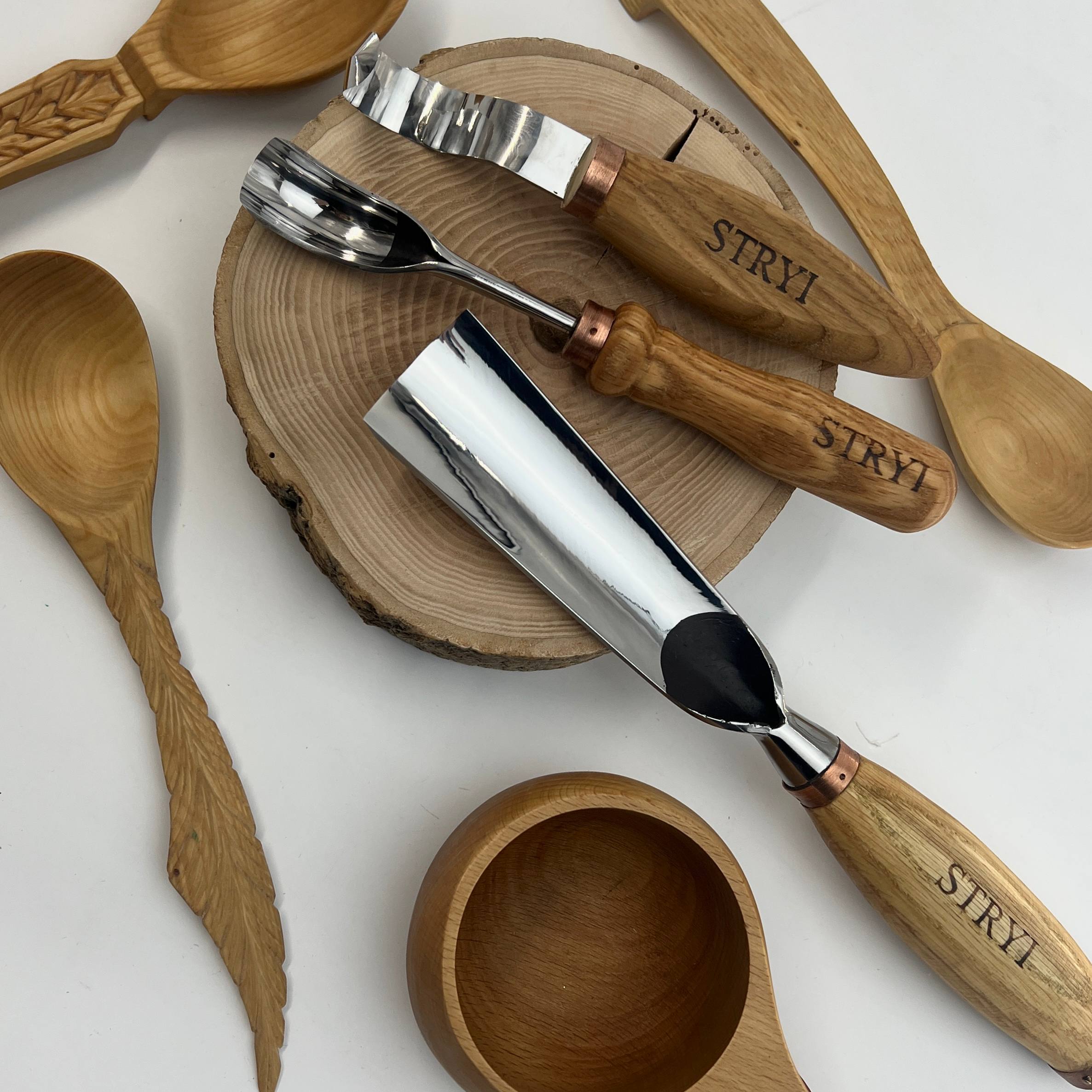 Kuksa, 3-teiliges Schnitzwerkzeug-Set mit Löffel und Tasse, STRYI Profi
