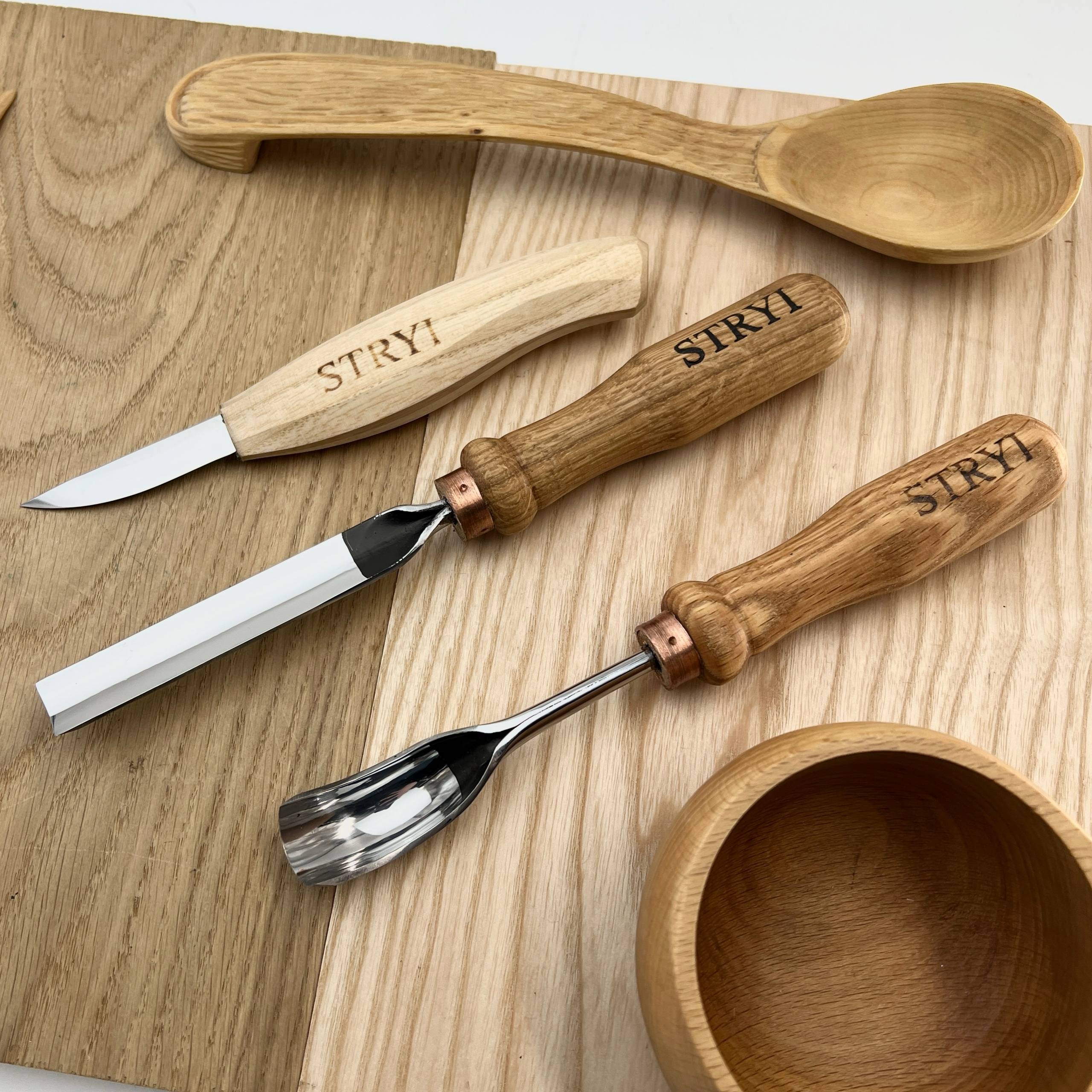 Kuksa, Spoon and cup Carving tools set 3pcs,  STRYI Profi, Bowl gouge, Kuksa carving, Spoon making