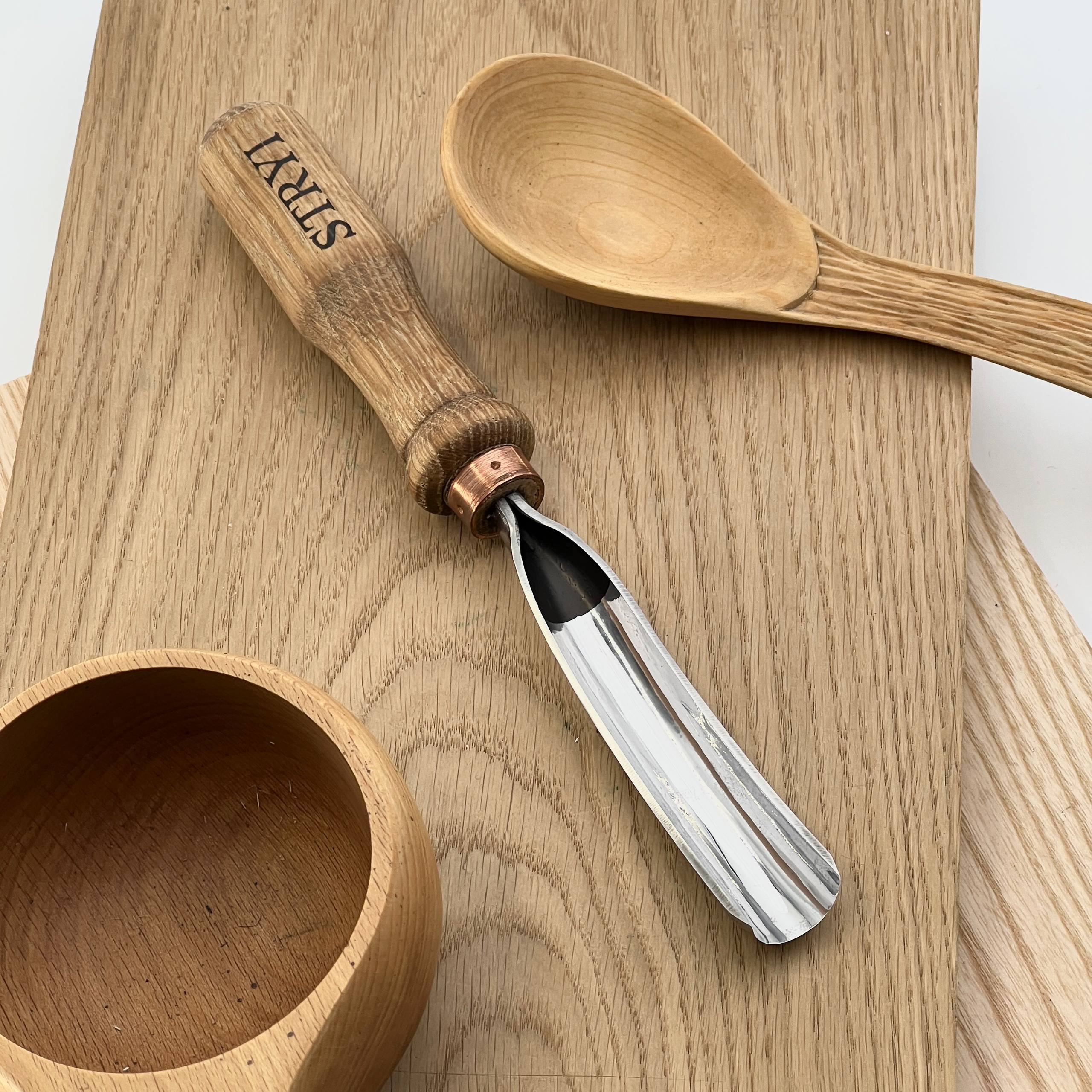 Gouge long bent chisel, #9 profile, woodcarving tools STRYI Profi