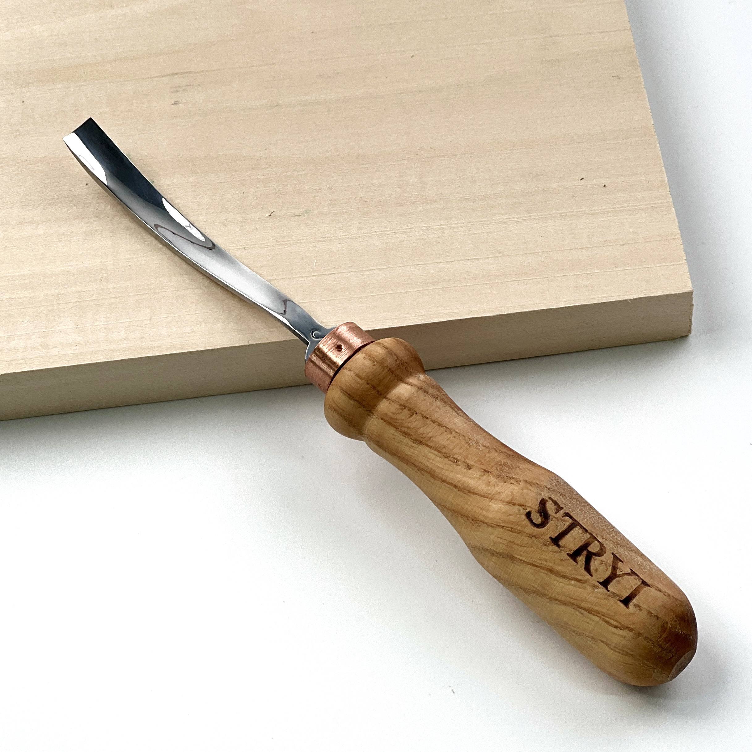 STRYI 10mm Forged Bent Gouge Sweep #5 – Professional Semi-Bent Chisel for Relief Carving