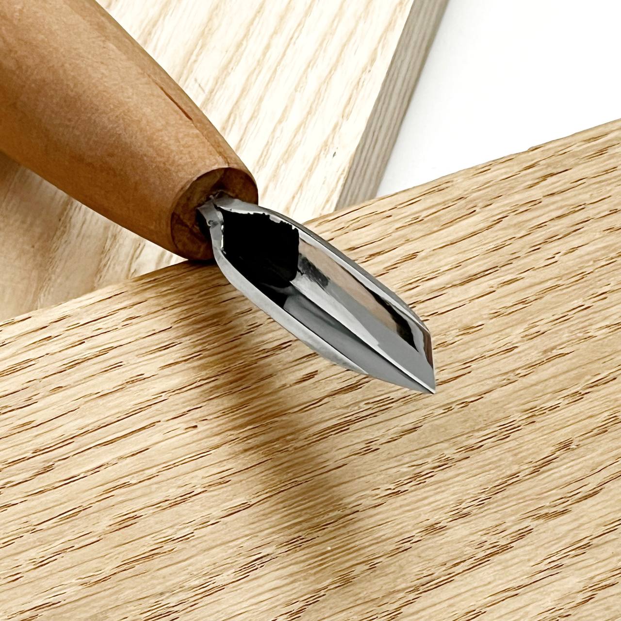 V-parting tool, Short chisel skewed STRYI-AY Profi for carving, V-shaped chisel