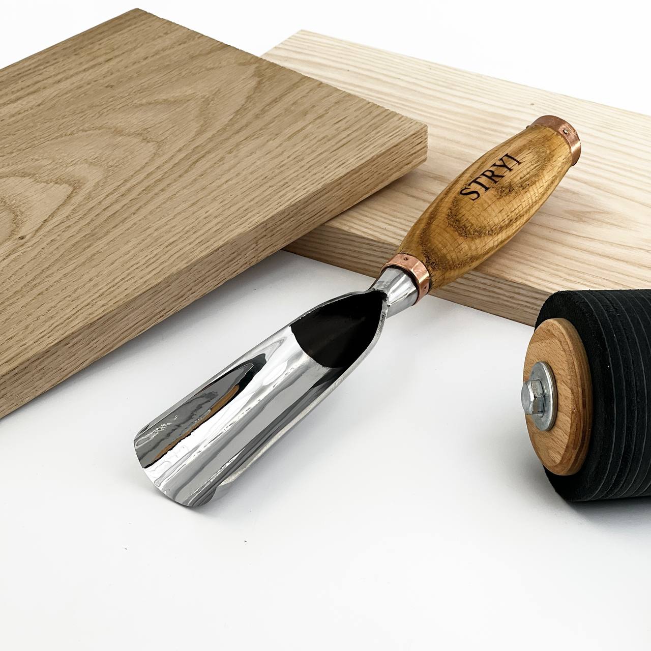 Große Bildhauerröhre, Hochleistungsmeißel, 9 Profil Halbrund, STRYI Profi, Bildhauerwerkzeuge