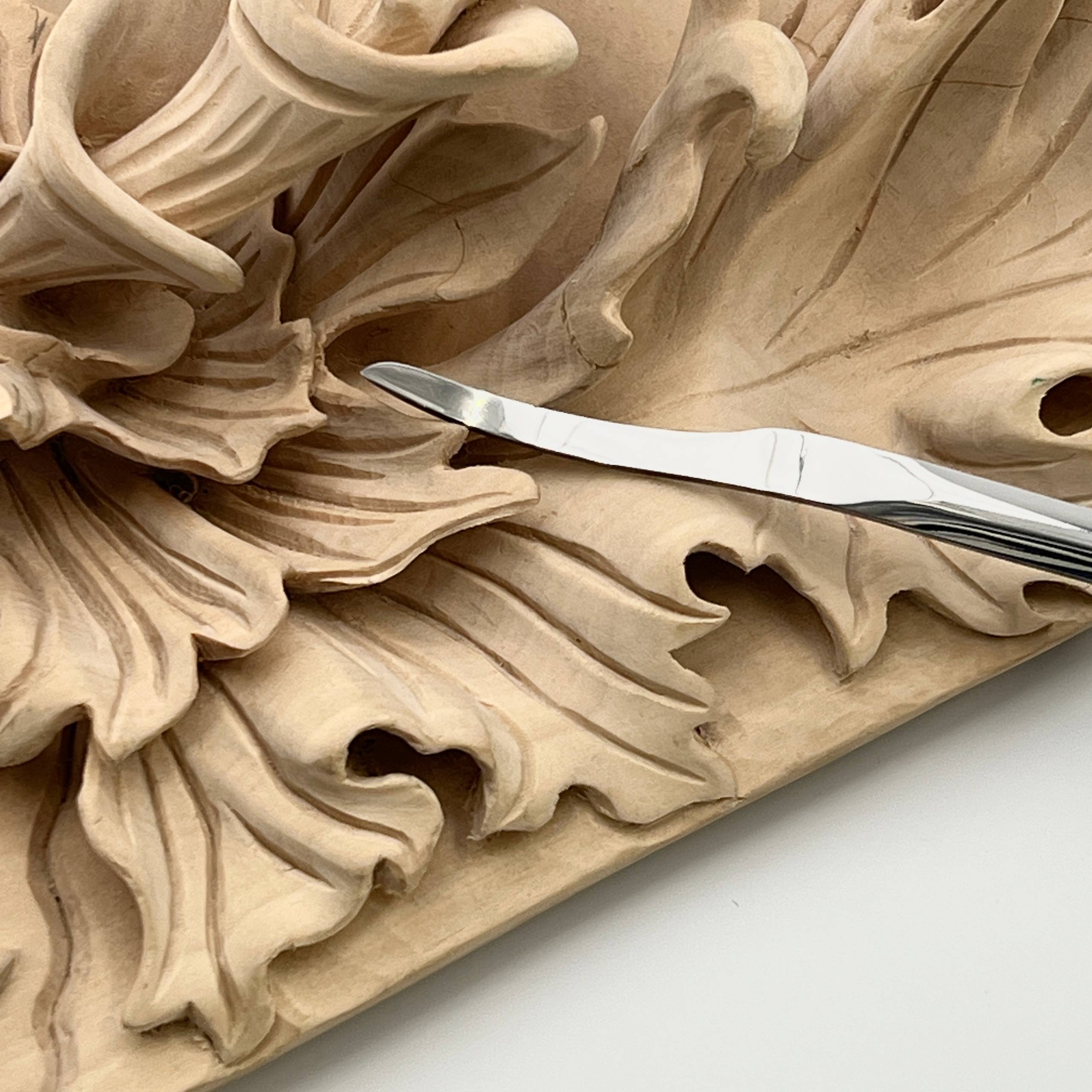 Langes Hakenwerkzeug STRYI Profi zum Reliefschnitzen, Detaillierungsmeißel zum Querschneiden, Reliefschnitzwerkzeug