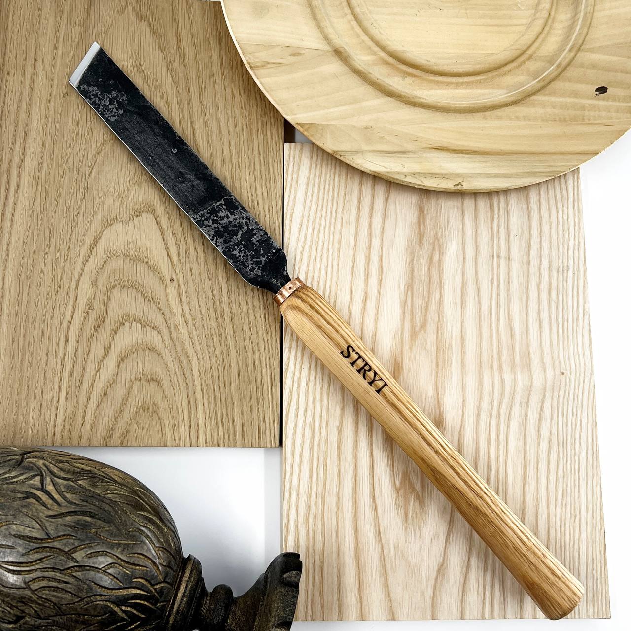 Cincel oblicuo STRYI Standart 70 grados, 30 mm. Sin pulir. Herramienta de trabajo de torno, herramienta de torneado de madera STRYI