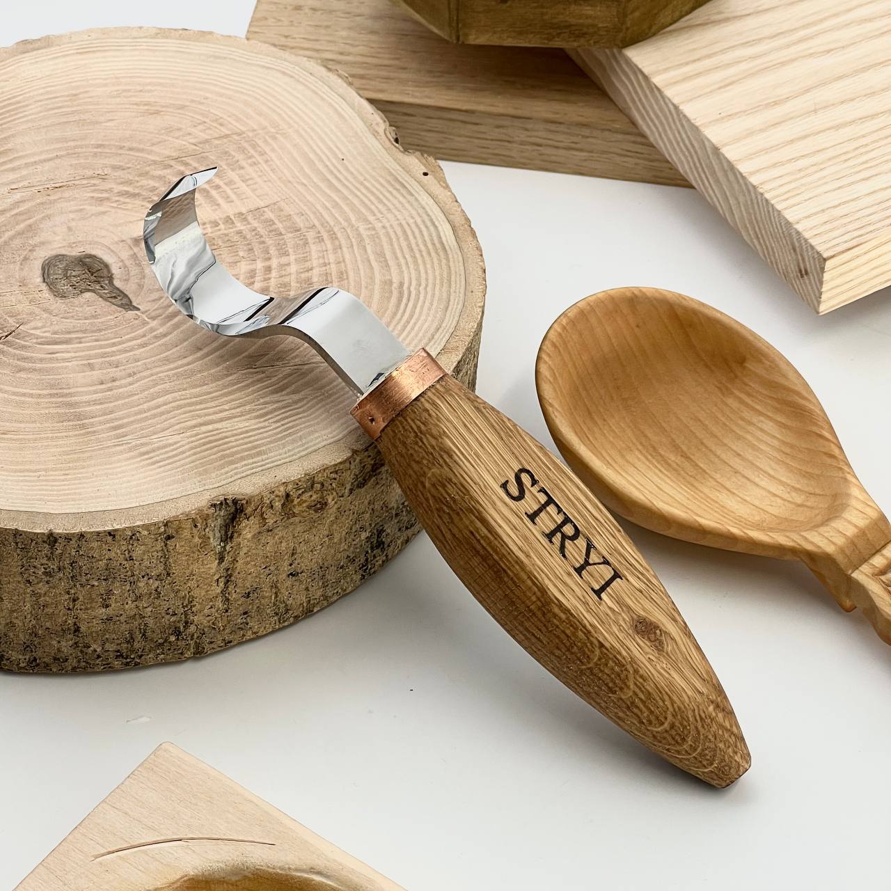 Spoon carving kit, Wood carving kit 3 pcs STRYI Profi, Carving tools, Hook knife, Spoon making