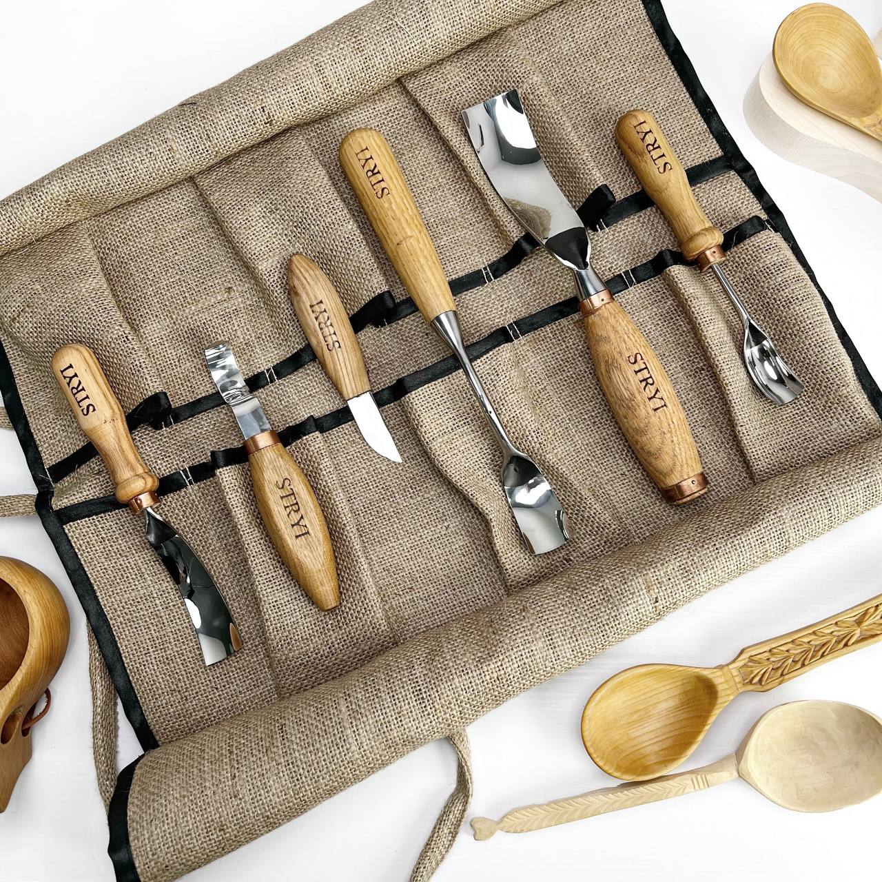 Bowl carving kit 6 pcs STRYI Profi, Bowl Gouges set, Spoon carving tools