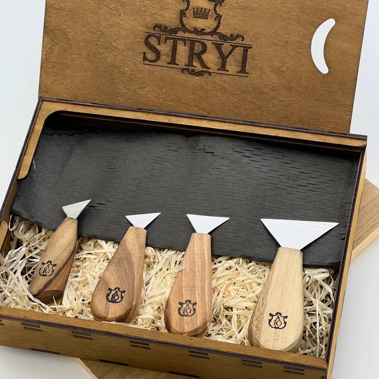 Juego de cuchillos de cola de golondrina para tallar madera en estuche enrollable, cuchillos triangulares