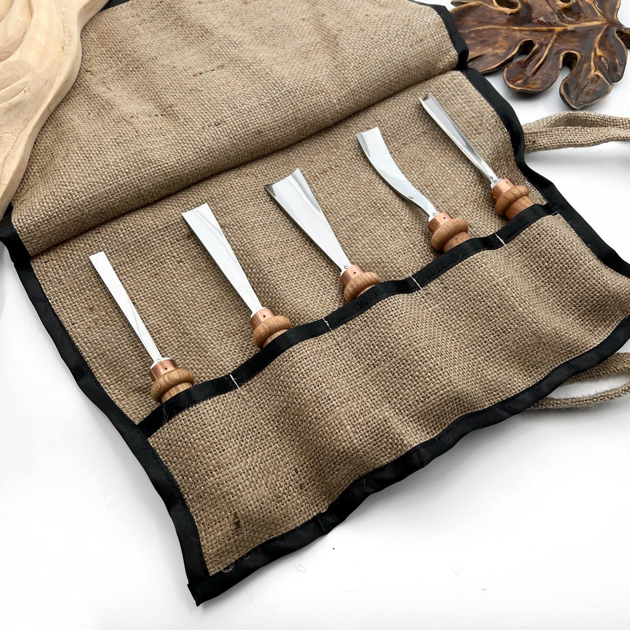 STRYI 5-Piece Hand-Forged Relief Carving Chisel Set, 3mm Professional Woodworking Tools