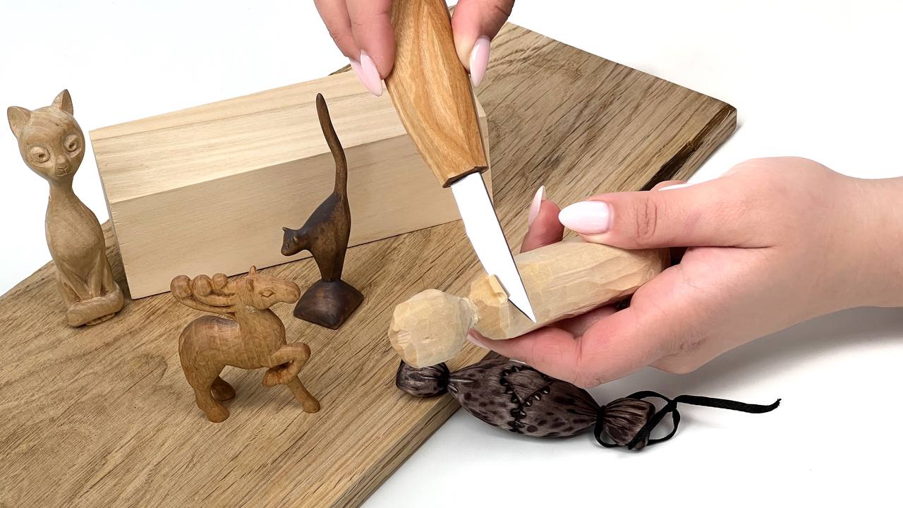 Grundlegendes Holzschnitzfiguren-Werkzeugset, 4-teiliges STRYI-Holzschnitzwerkzeug, Schnitzset, Set zum Schnitzen von Figuren