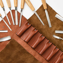 Load image into Gallery viewer, Wood carving tools set for relief carving in leather case, 12pcs STRYI Profi