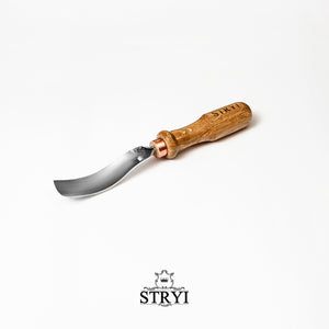 Gouge long bent chisel, #7 profile, woodcarving tools STRYI Profi, sloping bent gouge, carving background