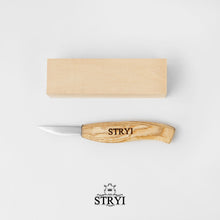 Cargar imagen en el visor de la galería, Kit de tallado para figuras - cuchillo con pieza en blanco de tilo STRYI Start