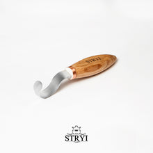 Load image into Gallery viewer, Spoon Bowl Kuksa carving hook knife with double sided sharpening 35mm STRYI Profi