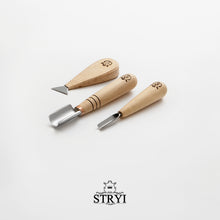 Load image into Gallery viewer, Chip carving tools set of 3 chisels STRYI &amp; Adolf Yurev Start