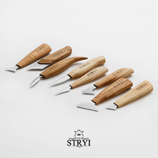 Woodcarving Knives set STRYI Profi  of 8pcs for woodcarver, Carving kit, Carving Knives