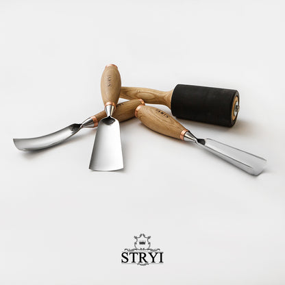 Sculpture tools set STRYI Profi 3pcs, Heavy-duty chisels set, Forged steel tools