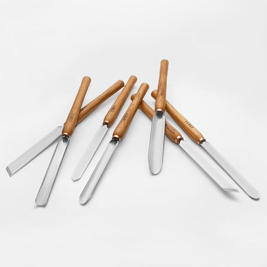 Wood carving set of 7 wood turning chisels STRYI Profi in roll-case