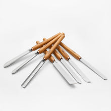 Load image into Gallery viewer, Wood carving set of 7 wood turning chisels STRYI Profi in roll-case