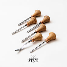 Load image into Gallery viewer, Palm carving tools set of 6 pcs, gravers and burins STRYI Start, linocutting set