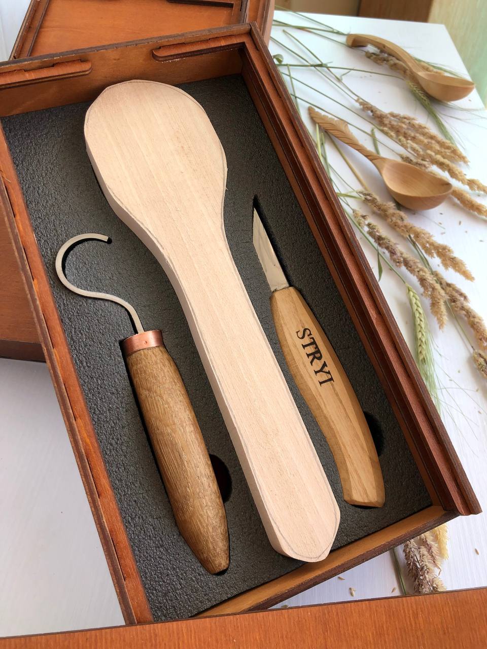 19 Pcs Wood Carving Tools Kit Knifies Set Spoon Carving Blanks