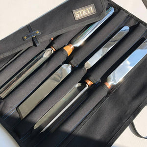 Wood carving set of 7 wood turning chisels STRYI Profi in roll-case