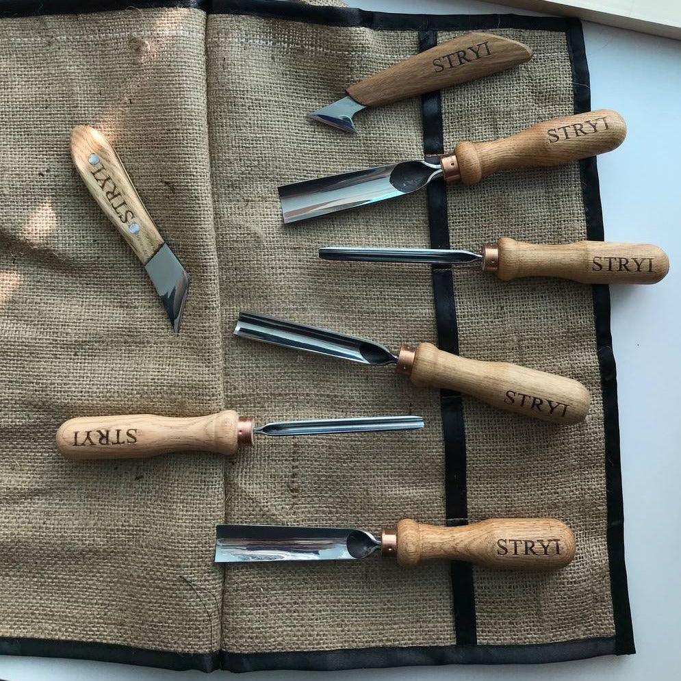 Basic wood carving tools set STRYI for whittling and relief