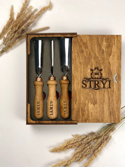 Basic woodcarving tools set for relief carving, 3pcs STRYI Start