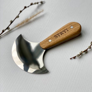 Leather Round Knife STRYI Profi 110mm diameter. Half-moon knife.