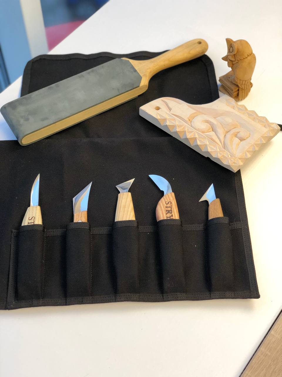 Wood carving knives set, 5pcs in tarpaulin case STRYI