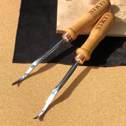 Long hook tool STRYI Profi for relief carving, Detailing chisel for crosscutting, Relief carving tool